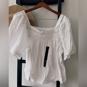 Banana Republic White Blouse with Lace Trim